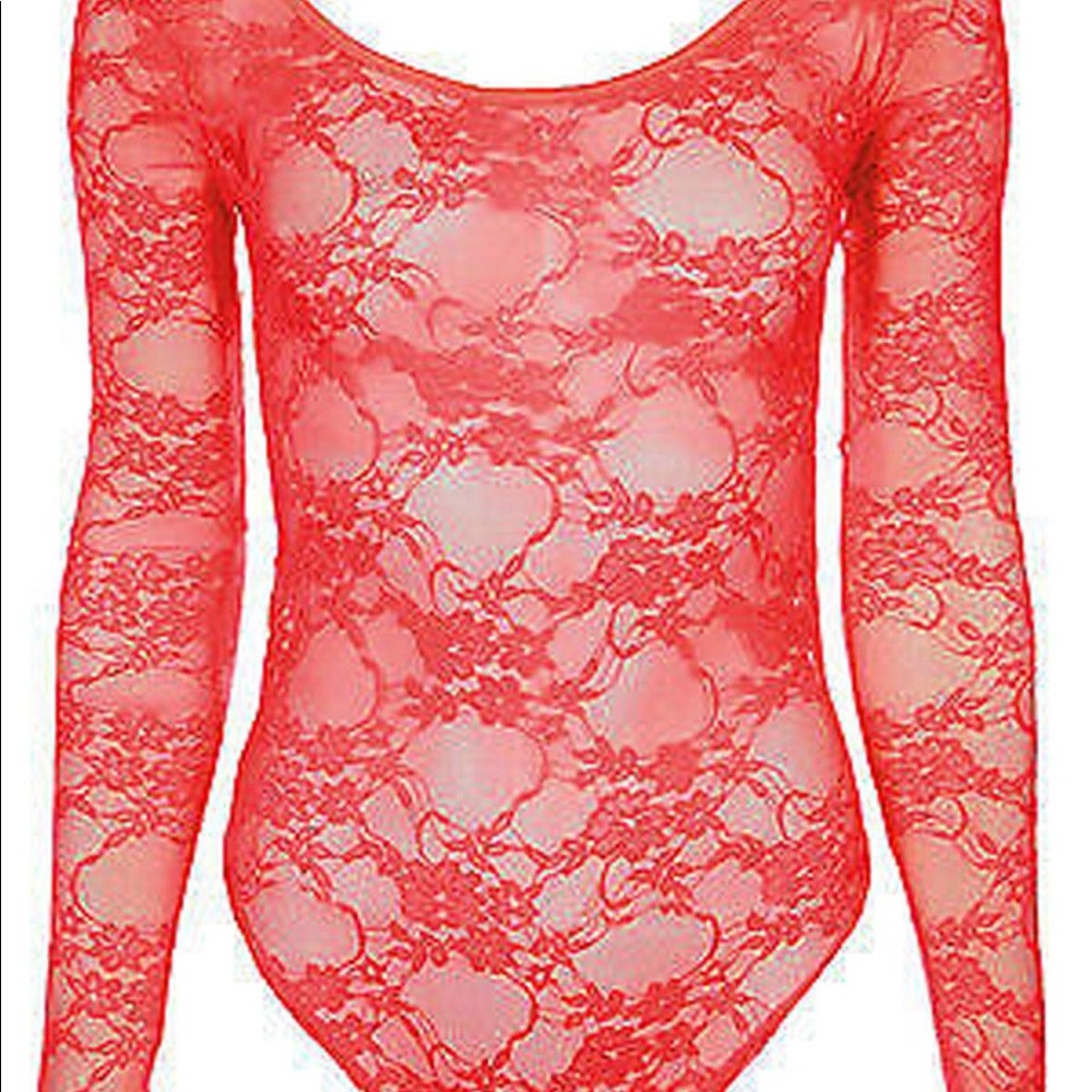 AC Signature Red Lace Long Sleeve Bodysuit